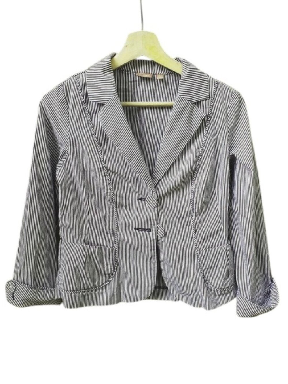 Women’s Navy & White Striped Cotton Blazer Jacket By Halogen